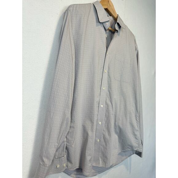 Neiman Marcus Mens Large Trim Fit Button Up Shirt Gray Silver Long Sleeve 16.5 - Picture 7 of 10